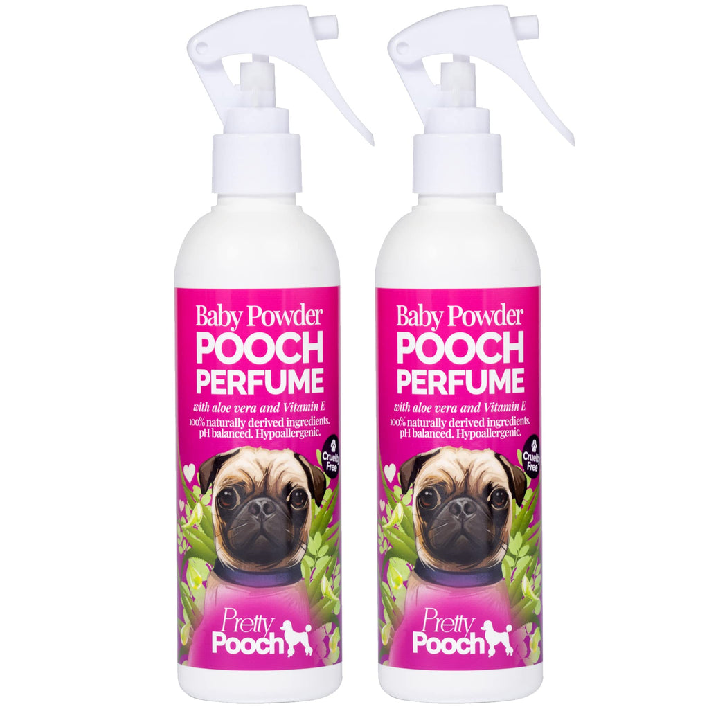 Pretty Pooch Dog Perfume Cologne - Dog Deodoriser Spray - Hypoallergenic and Vegan Formula - Long Lasting Baby Powder Fragrance & Suitable for all Breeds (250ml) (2 x 250ml) 2 x 250ml - PawsPlanet Australia