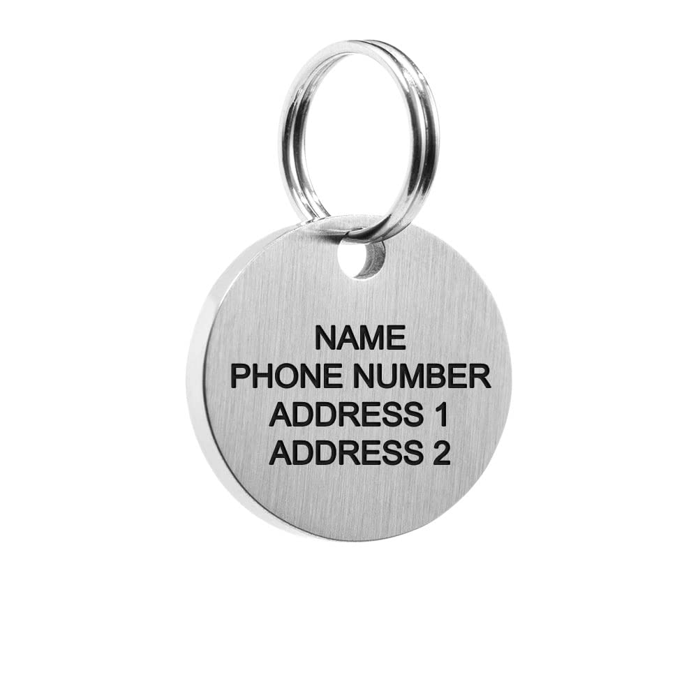 21mm Pet Dog/Cat Tag Small Round, Scratch Resistant, High End Solid Stainless Steel, Deep Permanent Engraving, Gift Packaging - Add Your Own Custom Text - PawsPlanet Australia