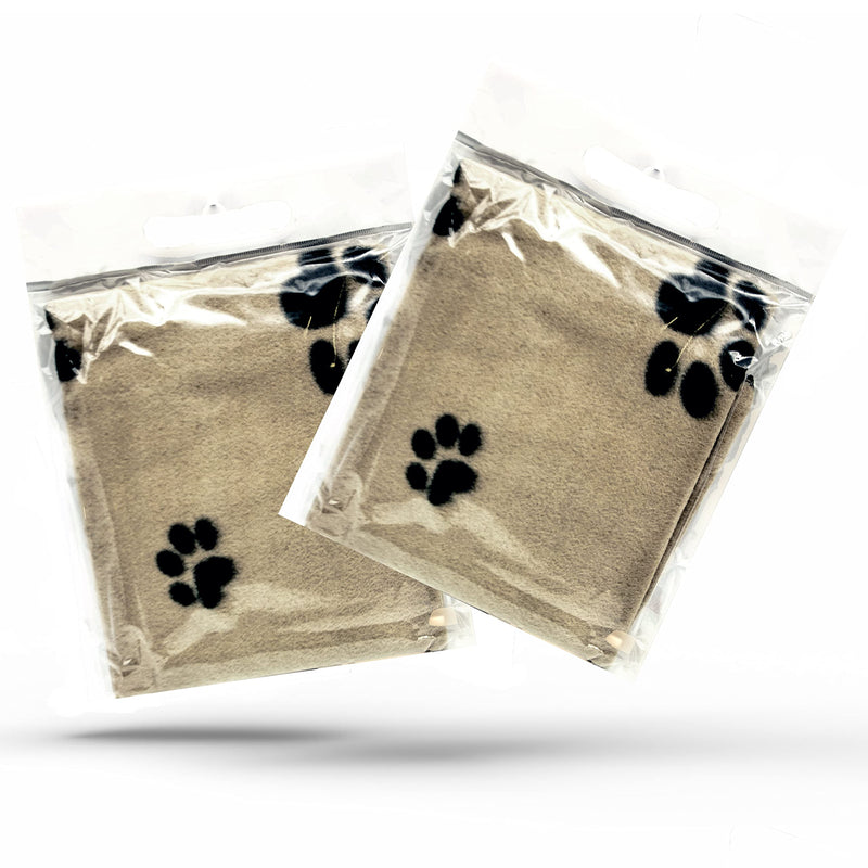 2 X Dog Blankets Washable With Paw Prints Dog Blanket | Cat Blanket | Soft Warm Dog Fleece Animals Pet Blanket Puppy Blanket Bed Travel Pack (Beige, 70cm X 73cm (Pack of 2)) Beige 70cm X 73cm (Pack of 2) - PawsPlanet Australia