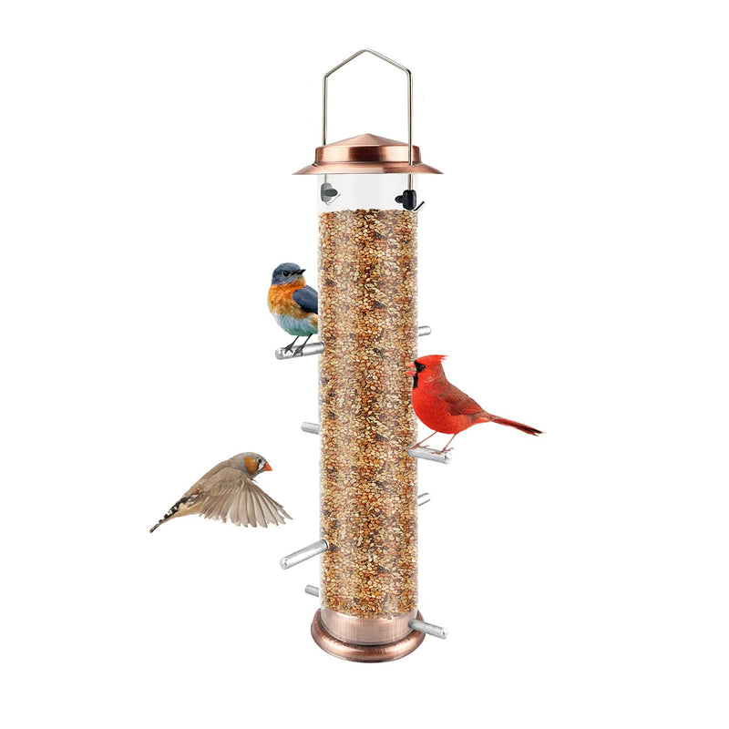 Urban Deco Niger Seed Feeder for Finch Hanging Thistle Seed Feeder Metal Tube Goldfinch Feeder for Garden Outdoor Copper - PawsPlanet Australia