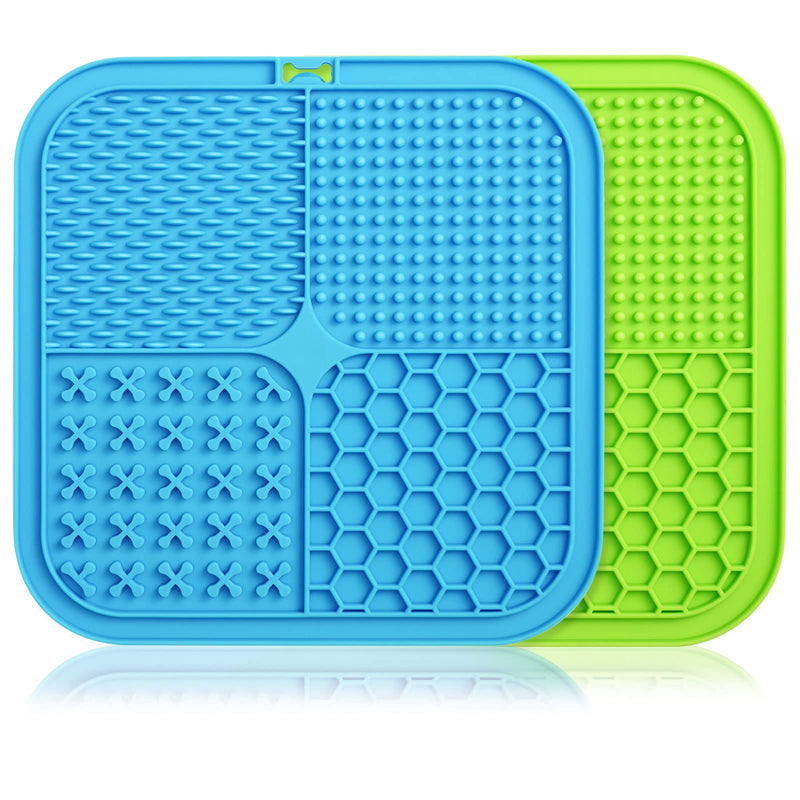 Lick Mat for Dog丨Treat Mat丨Dog Lick Pad with Strong Suction丨Snuffle Mat for Dogs丨Dog Puzzle Toy丨Fun Alternative to Slow Feed Dog Bowls丨Calming Mat for Dog Anxiety Relief丨Interactive Dog Toy Feeder Mat 1.Blue+Green - PawsPlanet Australia