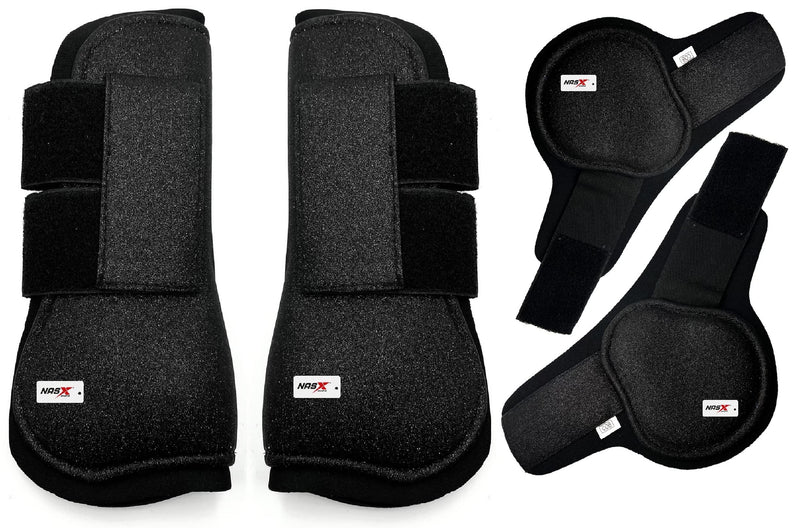 NASX Sports 4 Pc Glitter Tendon Fetlock Boots Horse Jumping Protection Riding Neoprene (COB, Black) COB - PawsPlanet Australia