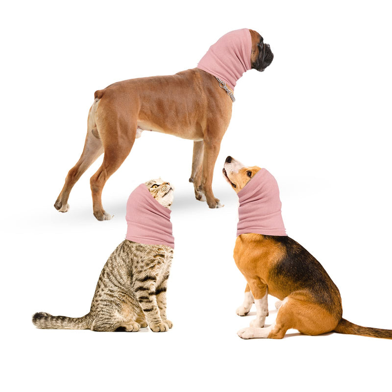 oUUoNNo Dog Snood for Dog Neck and Ear Warme,Calming Pet Snood Ear Covers for Anxiety Relief and Grooming, Ear Muffs for Dogs and Cats (Small, Pink) Small - PawsPlanet Australia