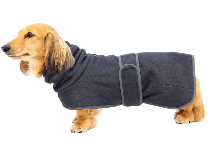Geyecete Dog Jacket, Dog coat perfect for dachshunds, dog winter coat with padded fleece lining and high collar, dog snowsuit with adjustable bands sizes -Dark Gray-S S Dark Gray - PawsPlanet Australia