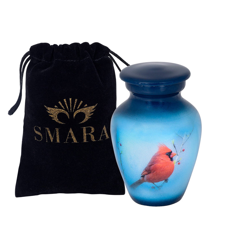 Small Keepsake Cremation Urn with Velvet Case | Choose From Unique Colors | lovely Sharing Mini Metal Token For Human Ashes or Pet. (Keepsake, Cardinal) - PawsPlanet Australia