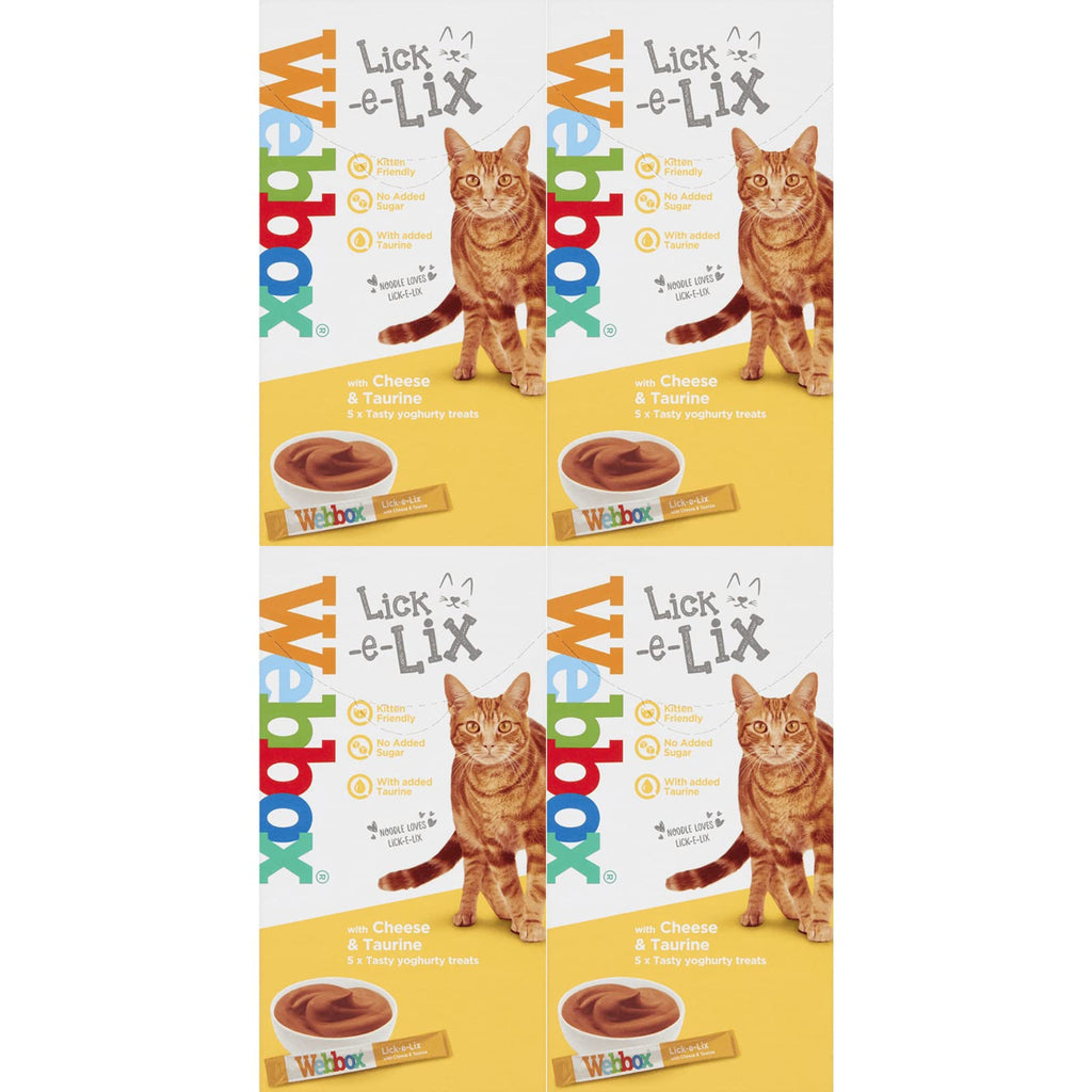 Webbox Cats Delight Lick E Lix Treats 4 Pack Contains 5 X Cheese & Taurine Yoghurty Treats (20 Sachets) - PawsPlanet Australia