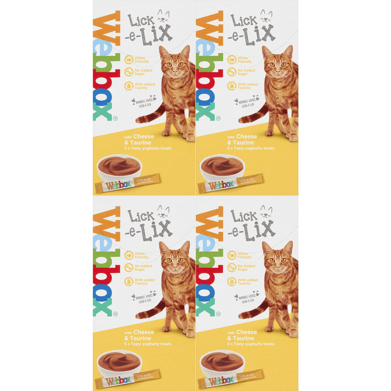 Webbox Cats Delight Lick E Lix Treats 4 Pack Contains 5 X Cheese & Taurine Yoghurty Treats (20 Sachets) - PawsPlanet Australia