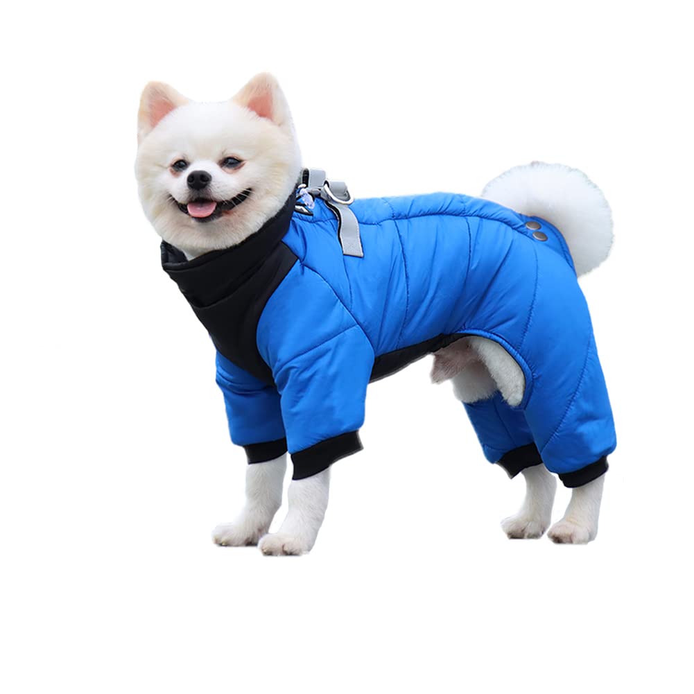 FEimaX Dog Coat Waterproof Winter Warm Pet Jacket for Small Medium Large Dogs Outdoor Clothes Outfit for Cold Weather Soft Reflective Puppy Vest with D-Rings Blue S - PawsPlanet Australia