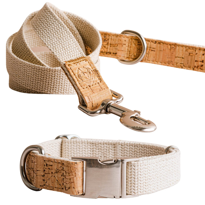 Sustainable Dog Collar and Lead Set – 100% Natural Hemp & Cork Collar and Lead for Small Dog, Comfortable Durable (Small) Hemp & Cork Collar + Lead - PawsPlanet Australia