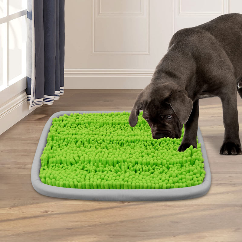 Snuffle Mat for Dogs Treat Dispenser,Dog Puzzle Toys Interactive Game,Sniff Foraging Mats for Pet Relieve Stress and Boredom,Machine Washable,Non-slip,Durable(21''x 16''? (Green) Green - PawsPlanet Australia