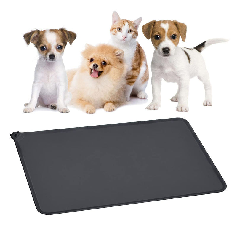 YUDISEN Dog and Cat Silicone Food Mat, 19''x12'' Waterproof Pet Placemat and Non Slip Silicone Pet Feeding Mat for Food and Water Bowls, Feeding Tray To Keep Your Floor Clean (Black) Black - PawsPlanet Australia