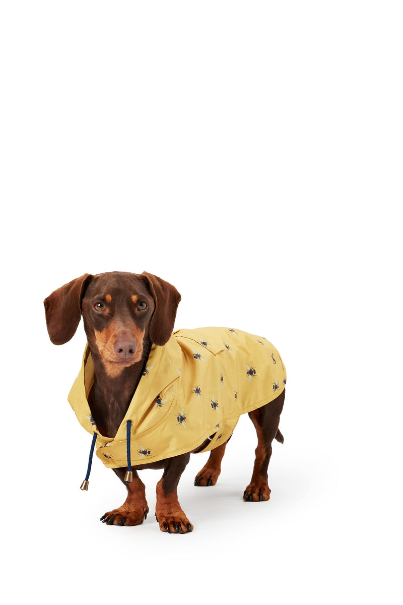 Rosewood Joules Bee Print Water Resistant, Mustard Yellow, Packaway Dog Coat Medium - PawsPlanet Australia