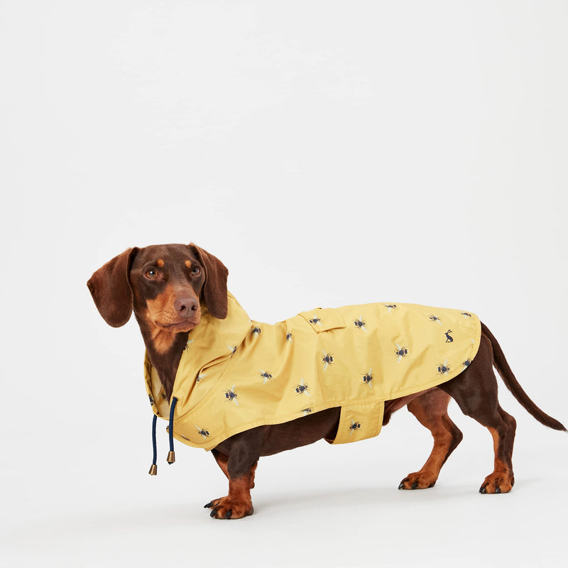 Rosewood Joules Bee Print Water Resistant, Mustard Yellow, Packaway Dog Coat Small - PawsPlanet Australia