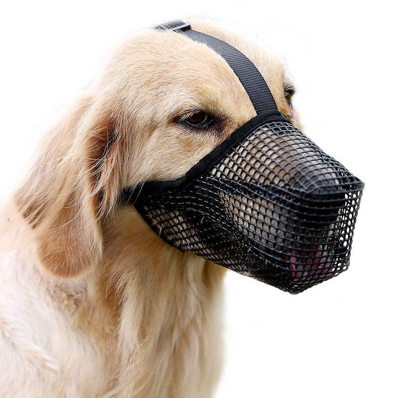 Dog Muzzle Soft Nylon Muzzle - Adjustable Breathable Mesh Muzzle , Dog Mask , Mouth Cover for Anti-Biting Anti-Barking Licking (Black, Size XS) Black - PawsPlanet Australia