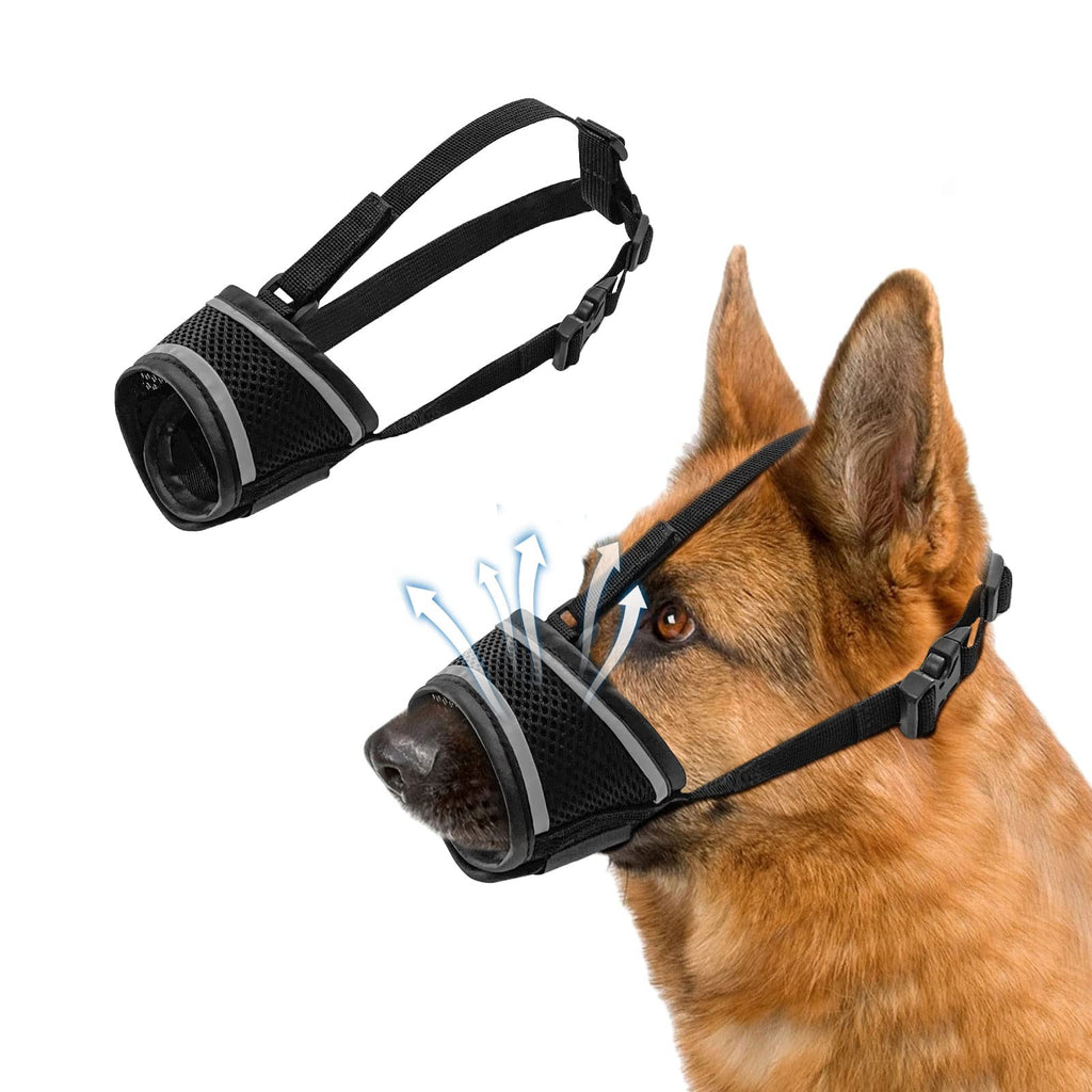Dog Muzzle Anti Biting Barking and Chewing, with Comfortable Mesh Soft Fabric and Adjustable Strap, Suitable for Small, Medium and Large Dogs (L) L - PawsPlanet Australia