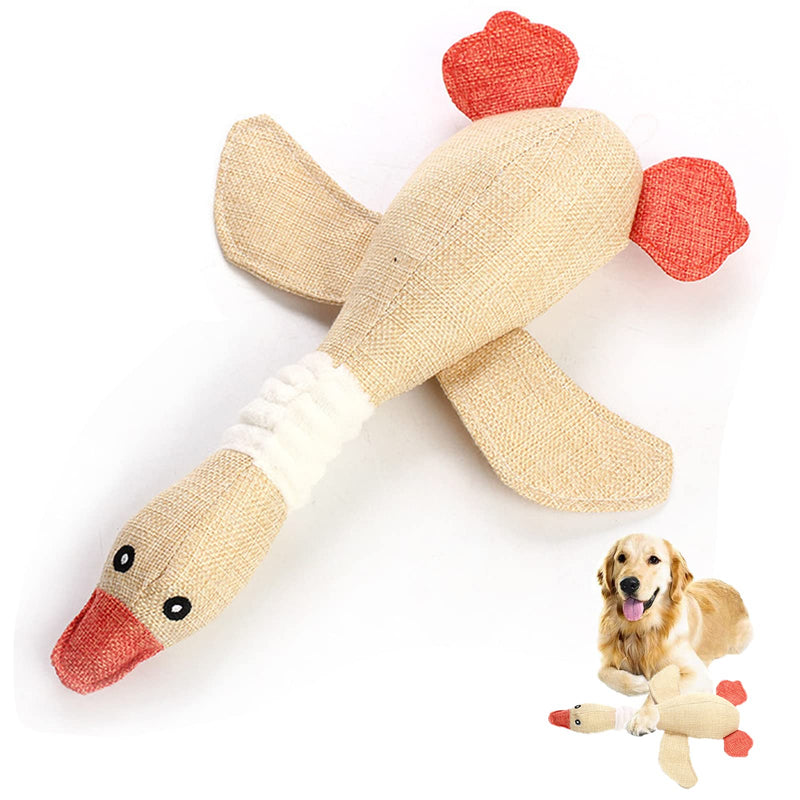 Elezenioc Squeaky Dog Toys, Durable Soft Toys for Dogs Small, Puppy Stuffed Plush Cuddly Dog Toys,Puppy Chews Toys for Cleaning Teeth, Interactive Dog Toys for Boredom from 8 weeks(Beige Goose) Beige Goose - PawsPlanet Australia