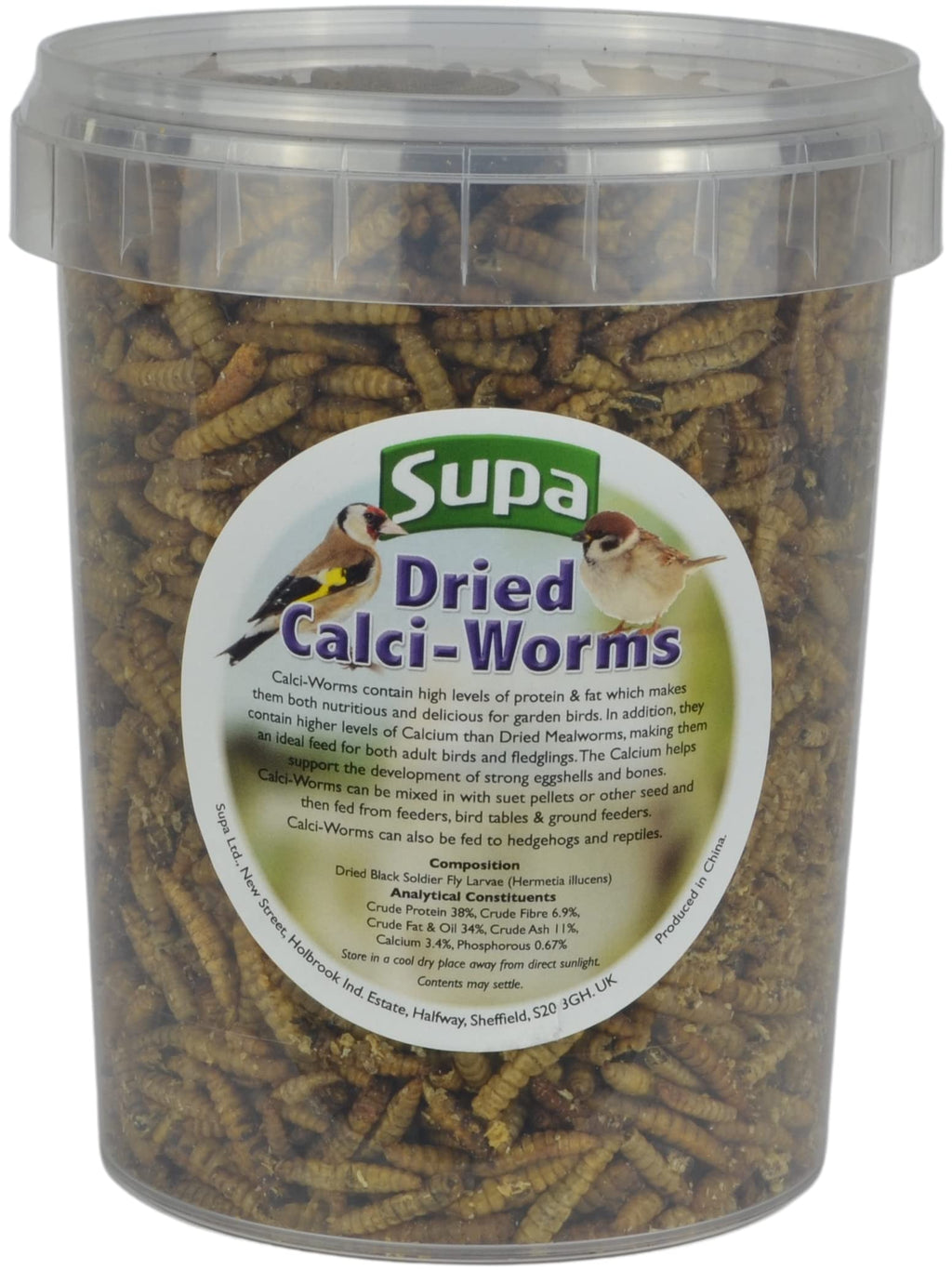 Supa Dried Calci Worms for Wild Birds, 1 Litre Bucket, High Energy Protein Rich Treat For Garden Birds, Attract More Birds To Your Garden, Quality Wild Bird Food - PawsPlanet Australia