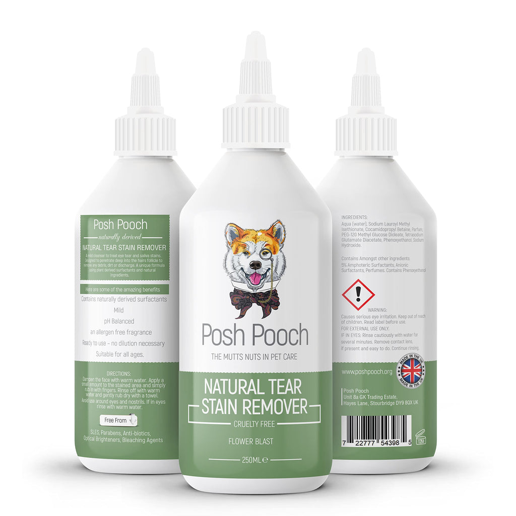 Tear Stain Remover for Dogs, Posh Pooch Natural Eye Crust Remover Eye Care Cleaning - Soothes, Exfoliates, Hydrates Fur & Skin, Cruelty Free Flower Blast Scent Gently Removes Salvia Stains & Residue - PawsPlanet Australia