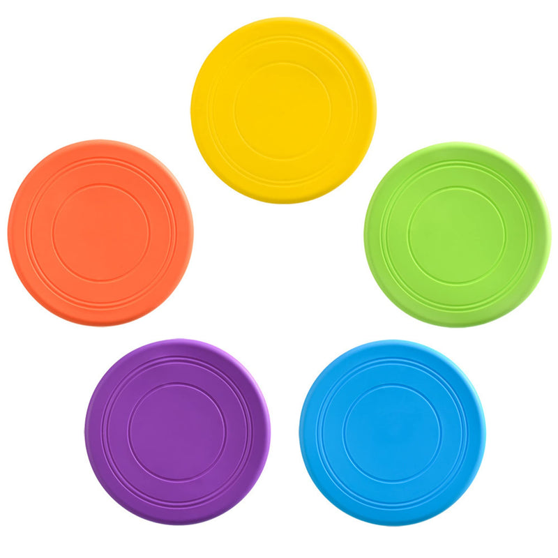 5 Pieces Dog Frisbee Outdoor Toy, Pet Toy Pet Interactive Training Frisbee, Floating Flying Saucer for Both Land and Water, Throwing Toy 17.8CM, Suitable for Most Size Dog Puppy - PawsPlanet Australia