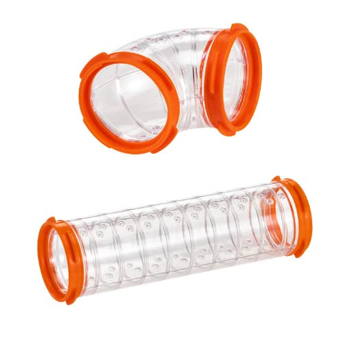 Ferplast Hamster Tunnels, Tub Space Curve & 8" Straight Space Tunnel 2 Pk Bundle Kit - PawsPlanet Australia