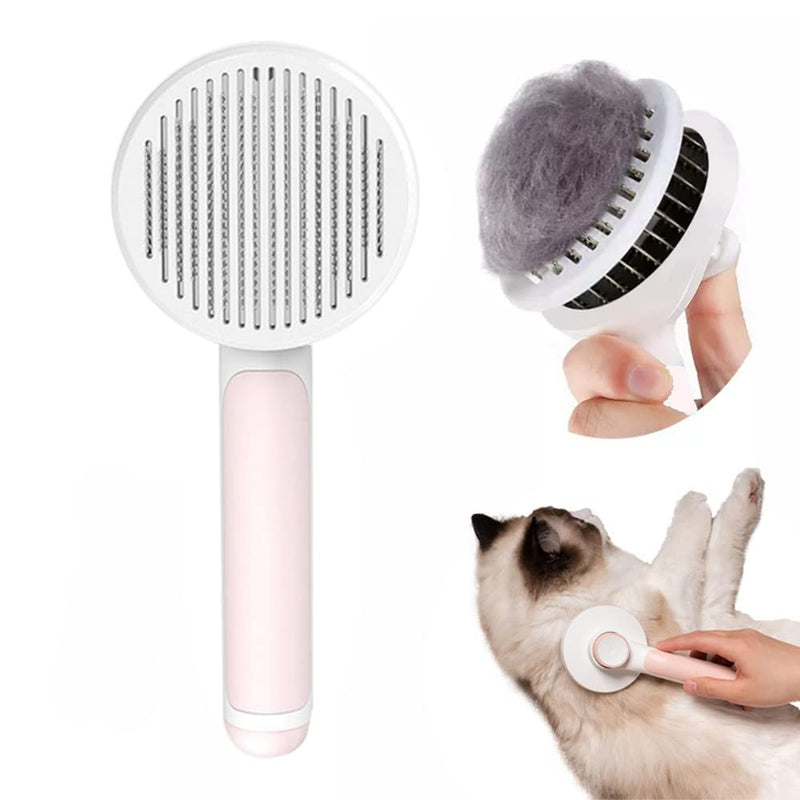 Pet Grooming Brush, Pet Hair Removal Comb, Dog Brush Cat Brush for shedding and grooming, Supple Stainless Steel Bristles Quick Removes Loose Undercoat, Suitable for Most Cats Dogs Furry Pets (pink 2) pink 2 - PawsPlanet Australia