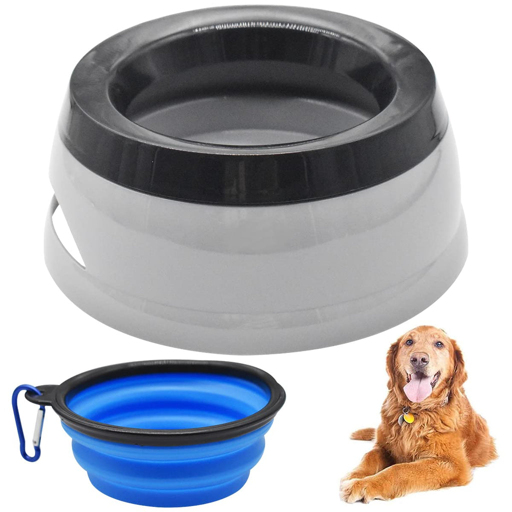 Dog Water Bowl for Car, Xiuyer 2pcs Collapsible Dog Bowl, Travel Silicone Cat Bowl, Portable Pet Food Water Bowl, Removable Non Spill Pet Water Bowl Grey, Expandable Pet Feeding Bowl with Hook - PawsPlanet Australia