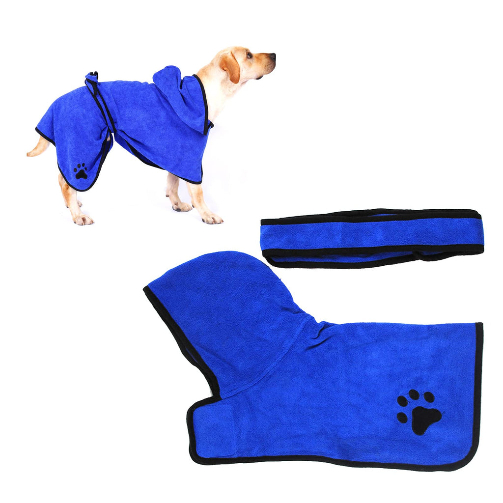 Andiker Dog Bathrobe Towel, Super Absorbent & Fast Drying Microfibre Dog Towel with Adjustable Strap Hood Bathrobe Cat Dog Bath Towel (S) S - PawsPlanet Australia