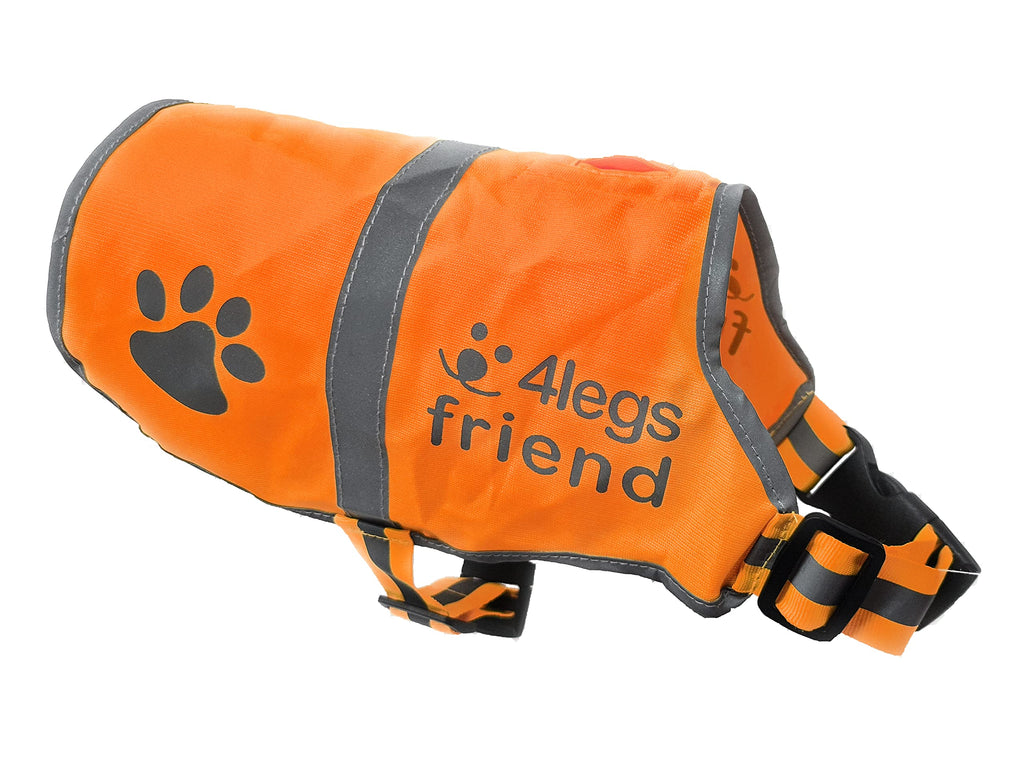 Orange Dog Safety Reflective lightweight vest with Leash Hole 5 Sizes - Snap Lock Buckle straps, High Visibility for Outdoor Activity Day and Night, Keep your dog Safe from Cars & Hunting Accidents Orange X-Small - PawsPlanet Australia