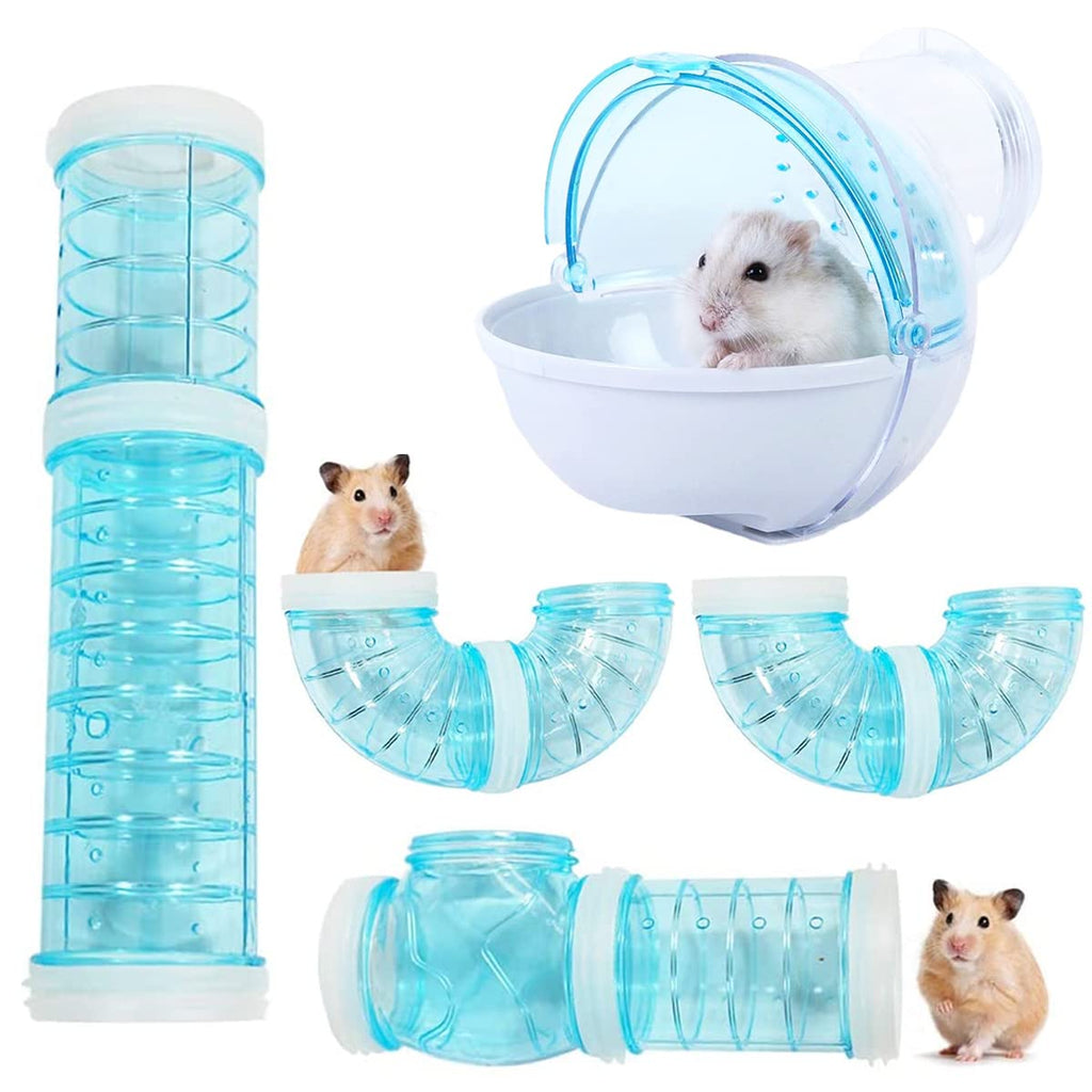 Hamster Tunnel TAIZER DIY Hamster Tubes External Connection Tunnel Track Tube Toy DIY Creative Connection Tunnel Track Rat Toy Hamster Cage Adventure External Pipe Hamster Expand Space Toys Set Blue - PawsPlanet Australia