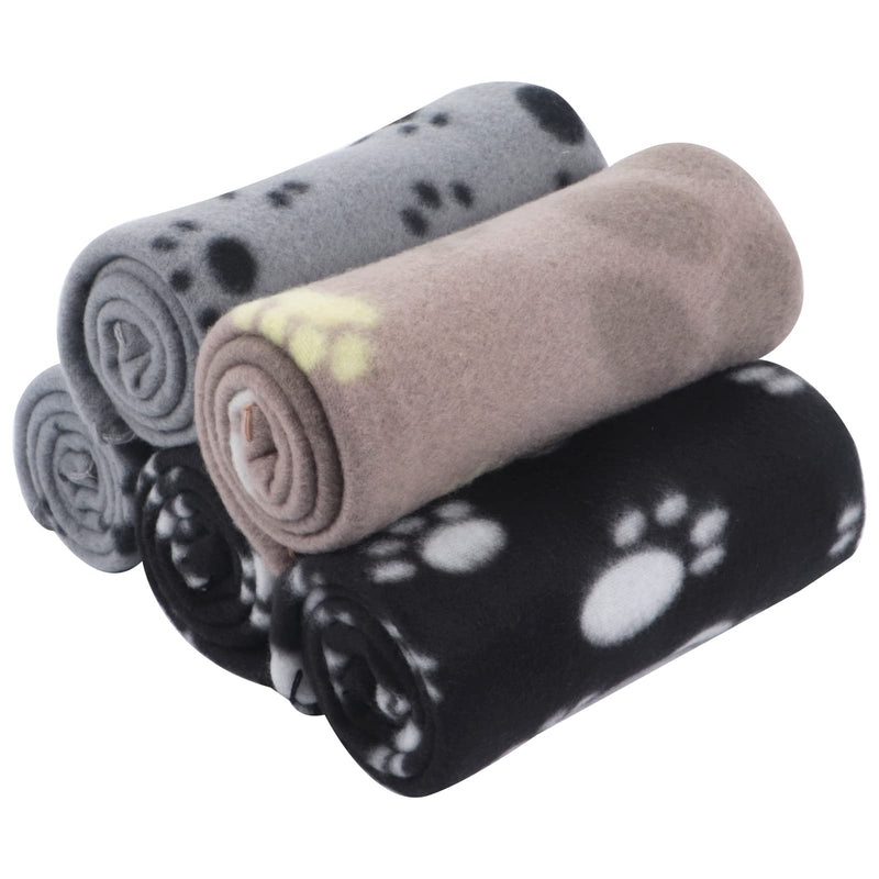 PET SPPTIES 5 PCS Small Pet Blankets Dog Cat Soft Grey Coffee Puppy Washable Sleep Blanket PS088 (60X40 CM, 2 Black, 2 Grey, 1 Beige) 60X40 CM - PawsPlanet Australia