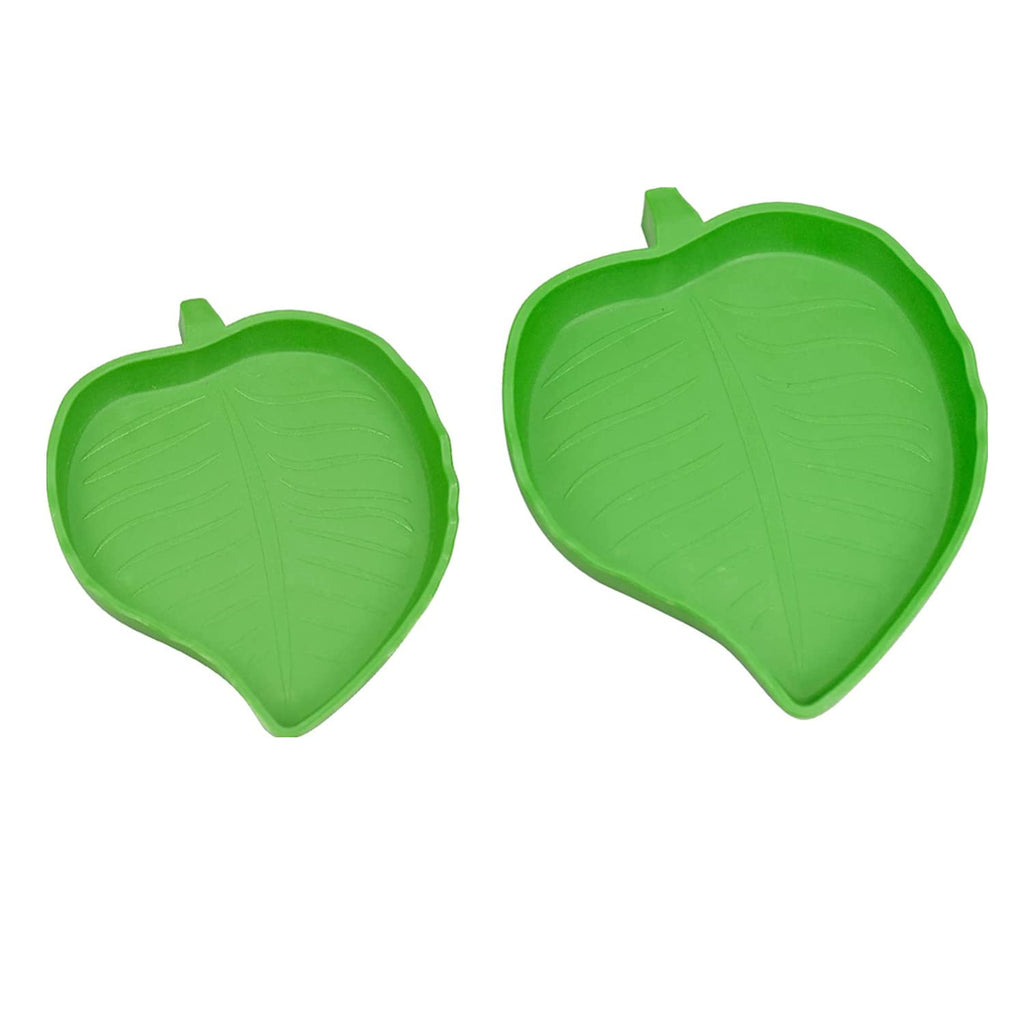 ANZONGYI 2 Pieces Leaf Shape Reptile Food Bowls Food Feeding and Water Dish Plate Used for Tortoise Corn Snake Crawl Pet Drinking and Eating - PawsPlanet Australia