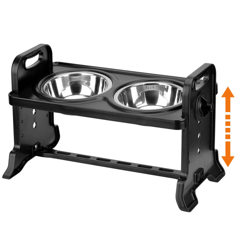 Raised Dog Bowls Queta Adjustable Detachable Elevated Pet Bowls, 4 Adjustable Height Feeder with Double Stainless Steel Food and Water Bowls for Cats and Small Medium Dogs Black - PawsPlanet Australia