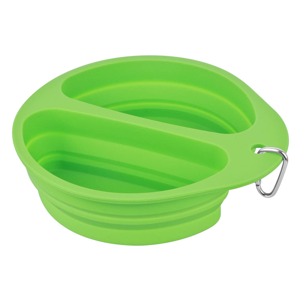 SLSON Collapsible Dog Bowl Portable Dog Bowl 800ml 2 in 1 Dog Food Water Bowl with Carabiner Foldable Pet Travel Bowl for Outdoor Activity, Green - PawsPlanet Australia