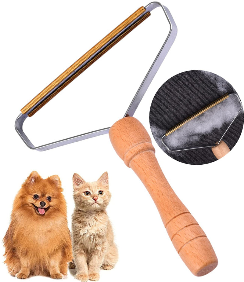 FOSLAP Lint Remover for Carpets - Reusable Lint Roller for pet hairs - Double Sided Copper blades with finest wooden handle - Effective for cleaning clothes, stairs and blanket 1 - PawsPlanet Australia