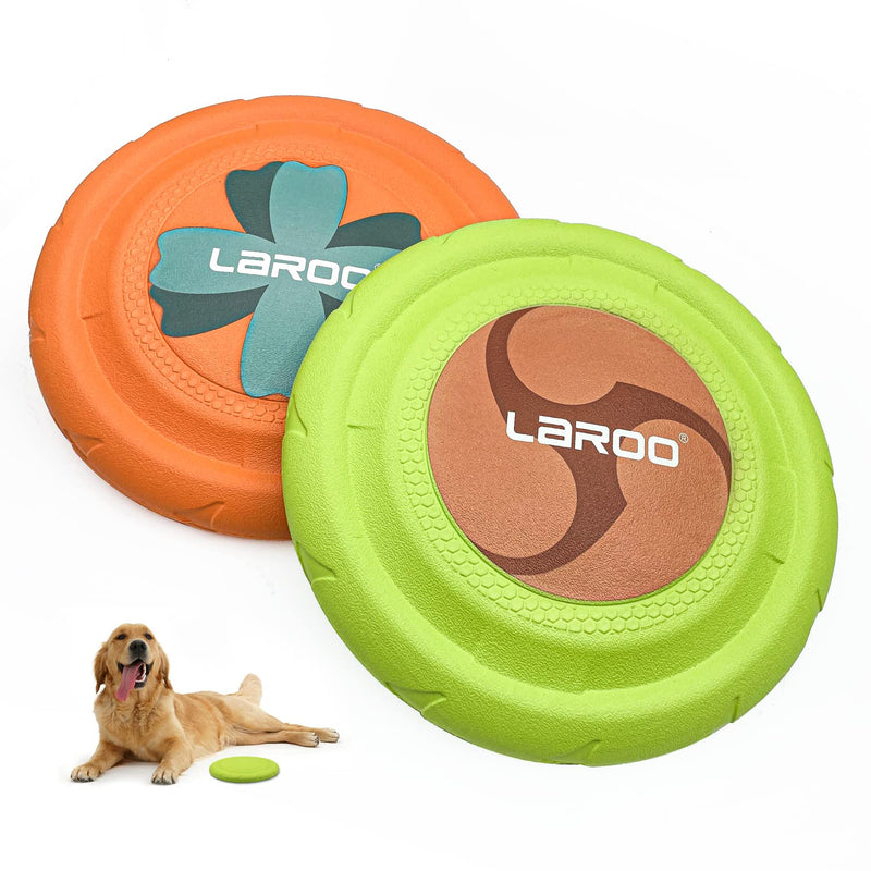 LaRoo Dog Flying Ring Toys, Floating Flying Disc 24.5cm Durable Interactive Chew Toys for Training Outdoor Playing Puppy Medium Large Dogs (2pcs) 2pc-A - PawsPlanet Australia