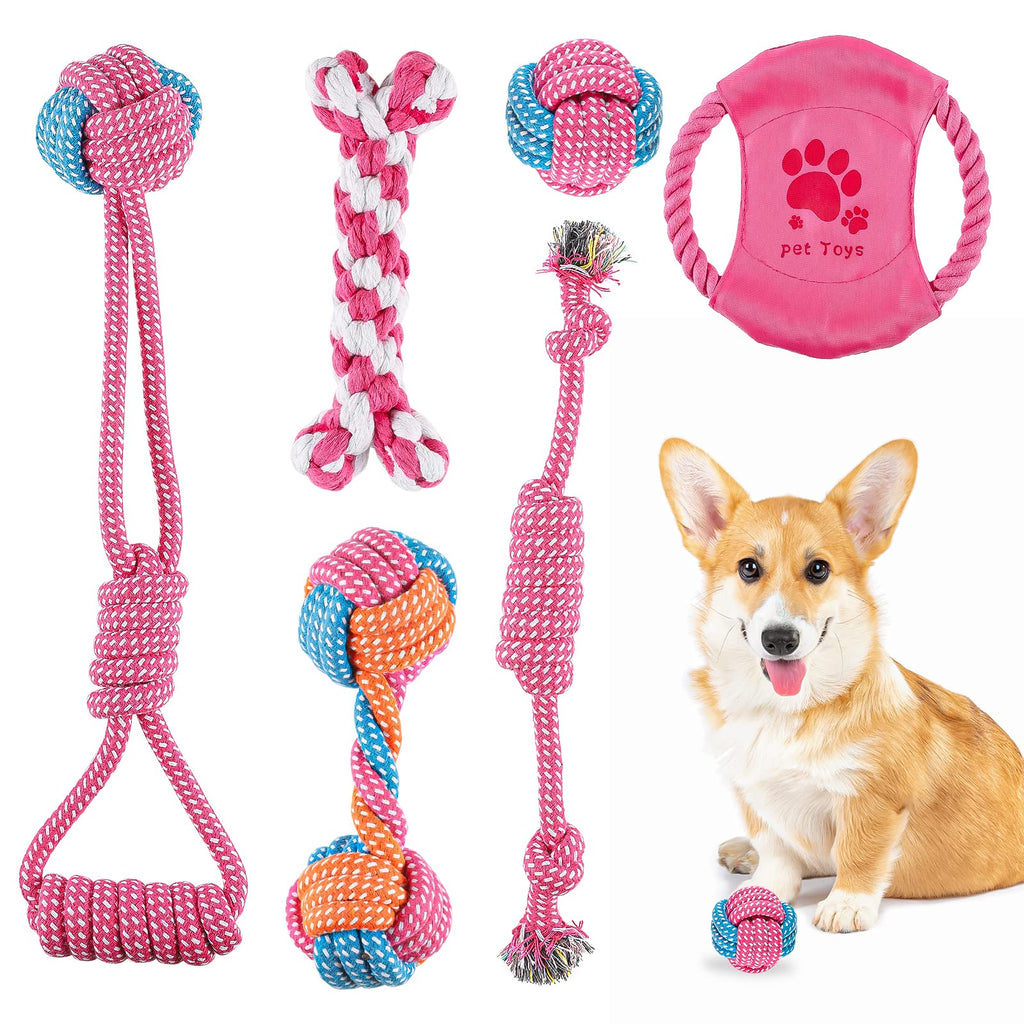 Awekris Dog Toys Puppy Toys,6 Packs Puppy Chew Toys,Cotton Puppies Rope Toy for Small Dogs,Nature Teething Toy for Dental Health,for Small Puppy Strong Dogs S - PawsPlanet Australia