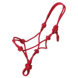 Horse/Cob/Pony Rope Halter Adjustable Knotted RED - PawsPlanet Australia