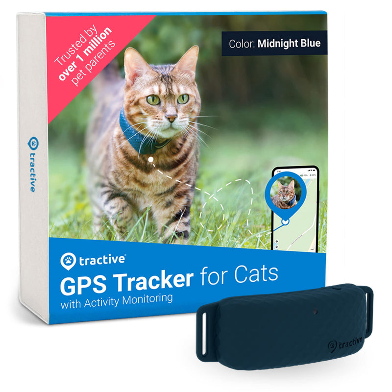 Tractive GPS CAT 4 (2022). Cat tracker. Follow every step in real-time. Unlimited Range. Activity Monitoring (w/ midnight blue collar attachment) - PawsPlanet Australia