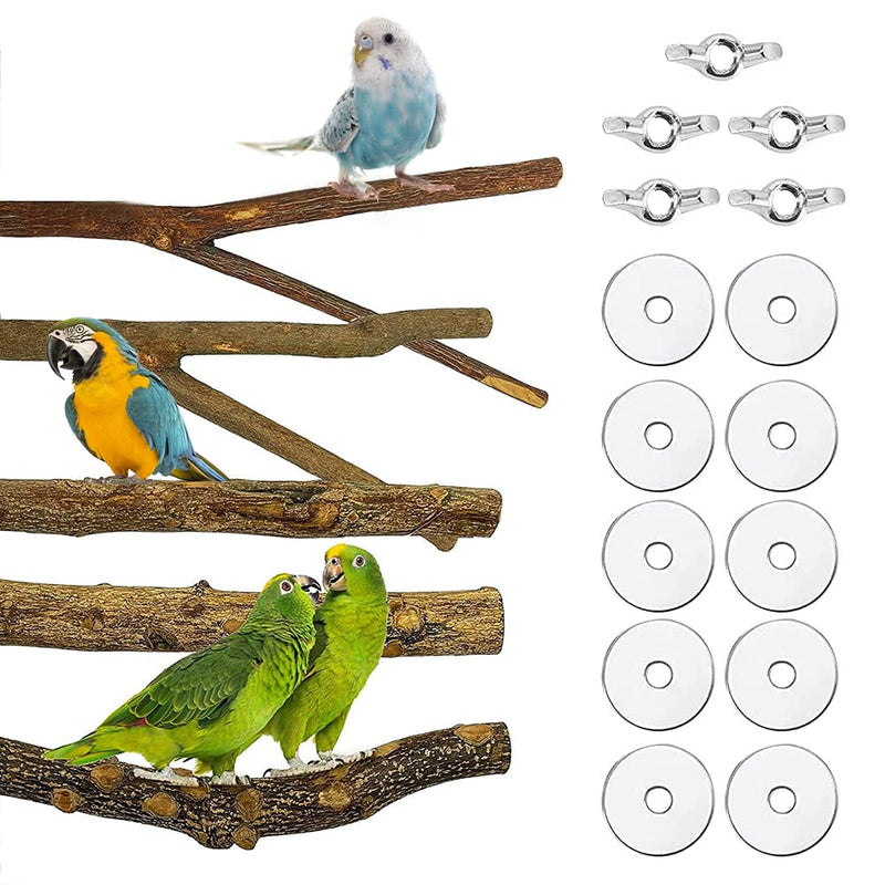 Gobesty Bird Perch Stand, Bird Cage Accessories, 5 PCS Bird Parrot Perches, Natural Wood Parrot Perch Bird Cage Branch for Parakeets Cockatiels Conures Macaws Finches Love Birds - PawsPlanet Australia