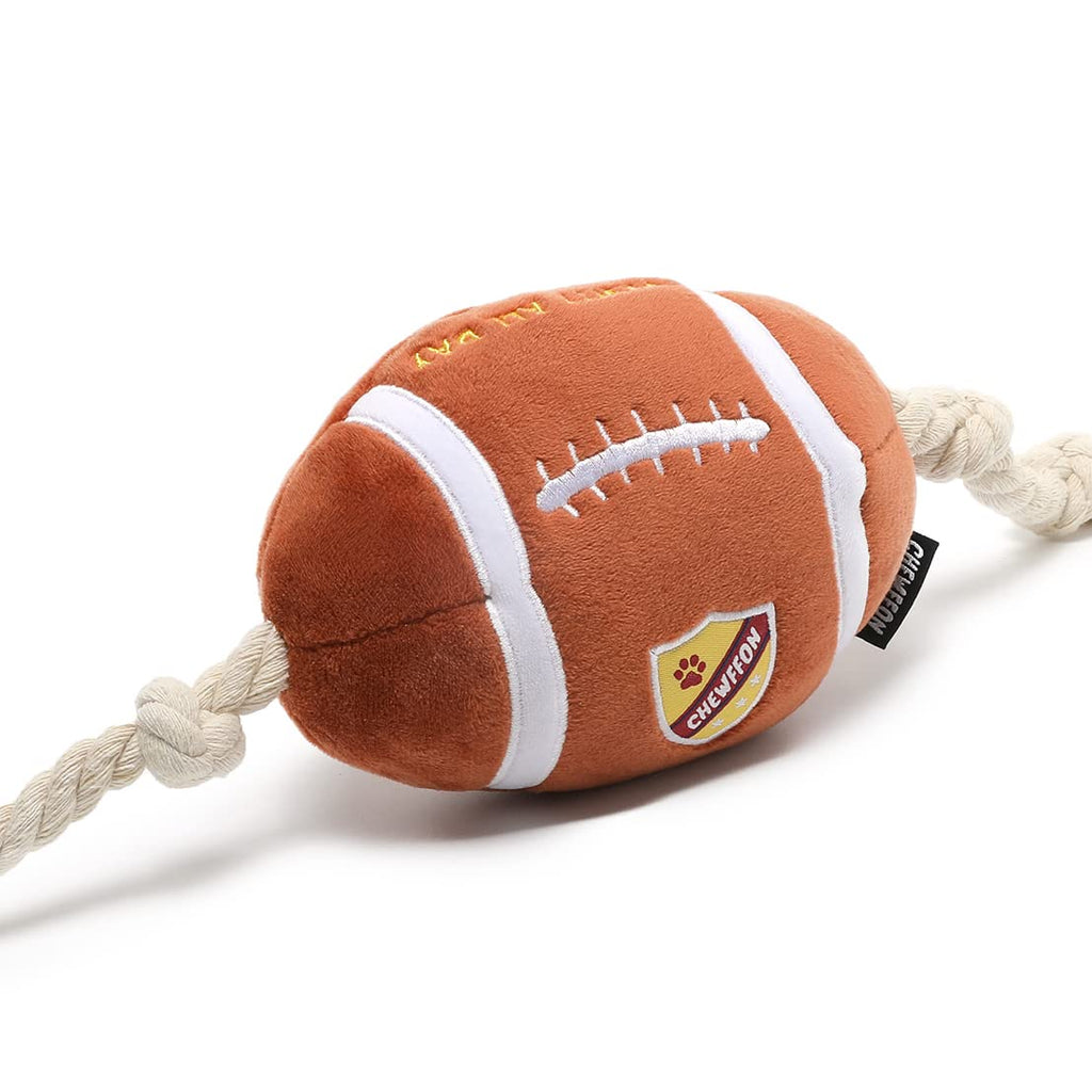 CHEWFFON Dog Toys, Interactive Dog Toy, Dog Ball Toy, 2 in 1 Dog Football Toys with Cotton Rope,Tug of War Dog Toys Boredom, Durable Dog Squeaky Ball Toy for Small Medium and Large Dog - PawsPlanet Australia