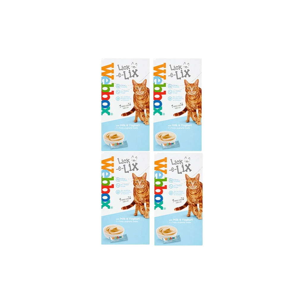 Webbox Cats Delight Lick E Lix Treats 4 Pack Contains 7 X Tasty Yoghurty Treats with Milk & Yoghurt (28 Sachets) - PawsPlanet Australia