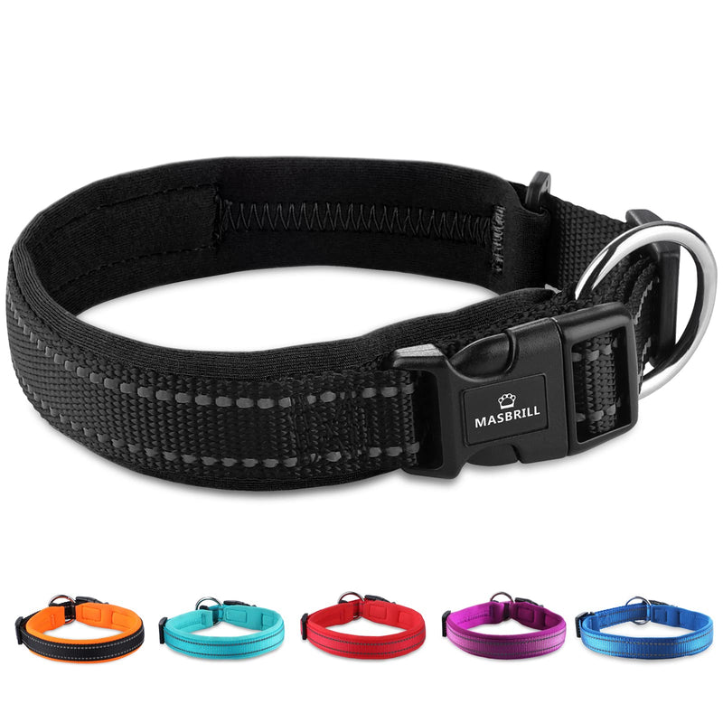 Reflective Dog Collars for Puppy Small Dogs, Adjustable Nylon Pet Collar with Soft Neoprene Padding Durable Breathable Basic Dog Collars, Black, XS XS (Pack of 1) - PawsPlanet Australia