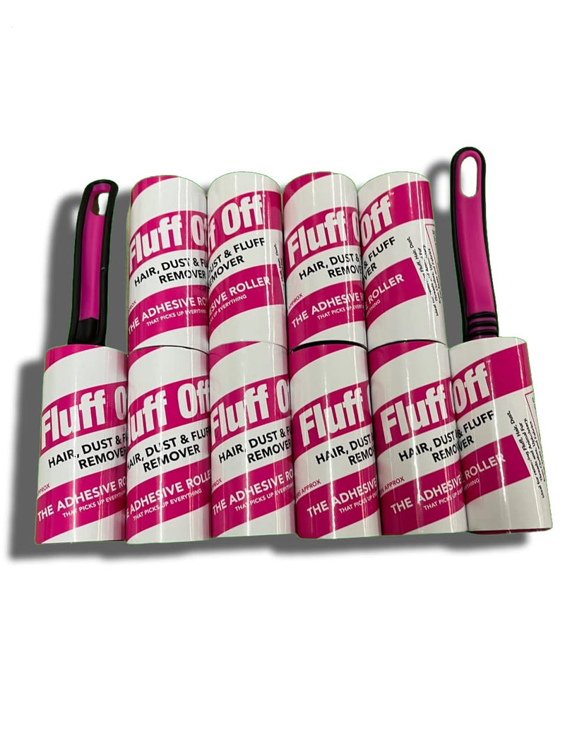 FLUFF OFF Pink Lint Roller, Extra Sticky Lint Roller Pet Hair Remover with Easy Tear Sheets, 2 Units 8 Refills, 300 Sheets in total - PawsPlanet Australia