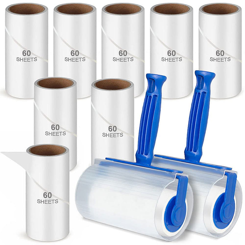 Lint Rollers for Pet Hair Remover Roller, Sticky Roller, Clothes Brush, 600 Sheets Adhesive Roller with 10 Lint Roller Refills & 2 Handles for Coat, Fabric, Bed, Fluff & Dust - PawsPlanet Australia