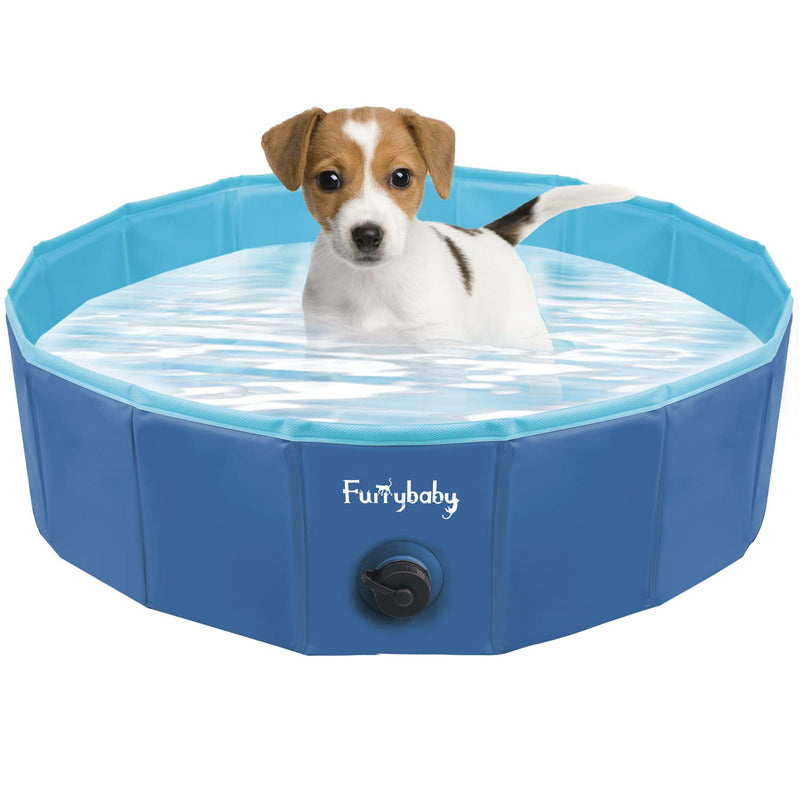 furrybaby Foldable Dog Pool For Dogs, Dog Padding Pool Portable For Dog Bath, Plastic Dog Swimming Pool Large Hard Kid Pool (Navy 80 * 20cm) Small (80×20cm) Blue - PawsPlanet Australia