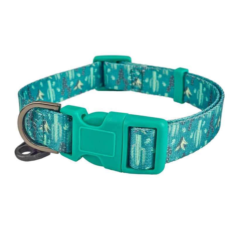 YUDOTE Patterned Polyester Dog Collar Soft Lightweight with Unique Cactus Print for Small Canine Everyday Use,Bottle Green S (Pack of 1) Cactus-Green - PawsPlanet Australia