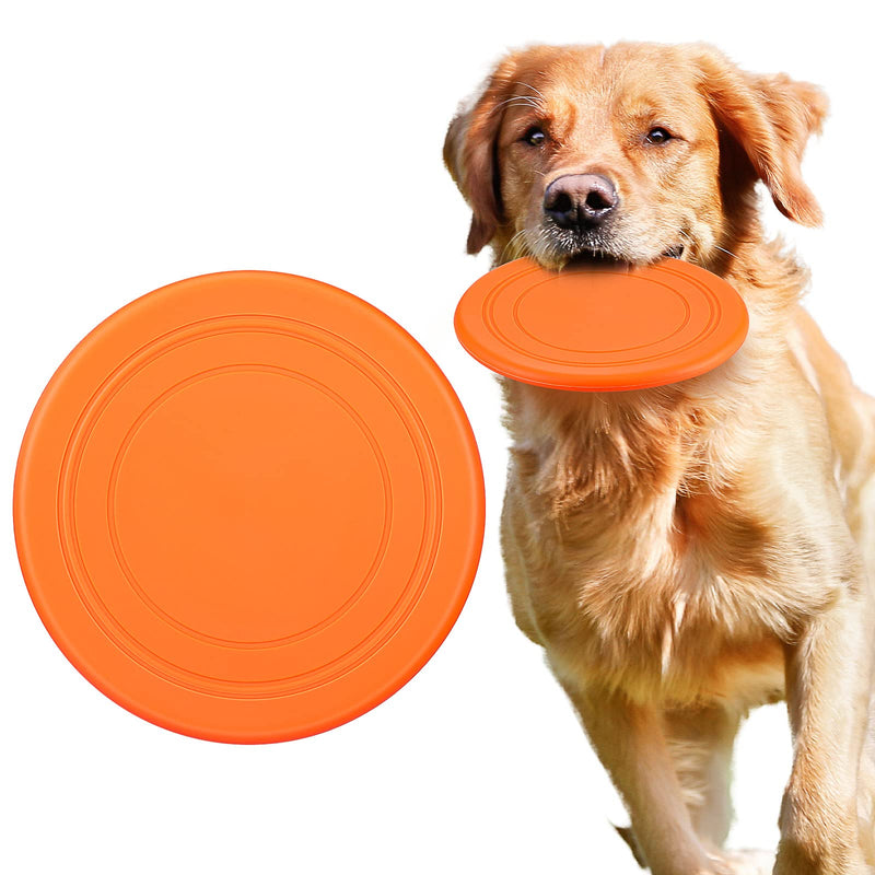 7 Inch Dog Flying Disc Toy, Rubber Dog Flying Saucer Orange Puppy Training Toys Gifts for Dogs - PawsPlanet Australia