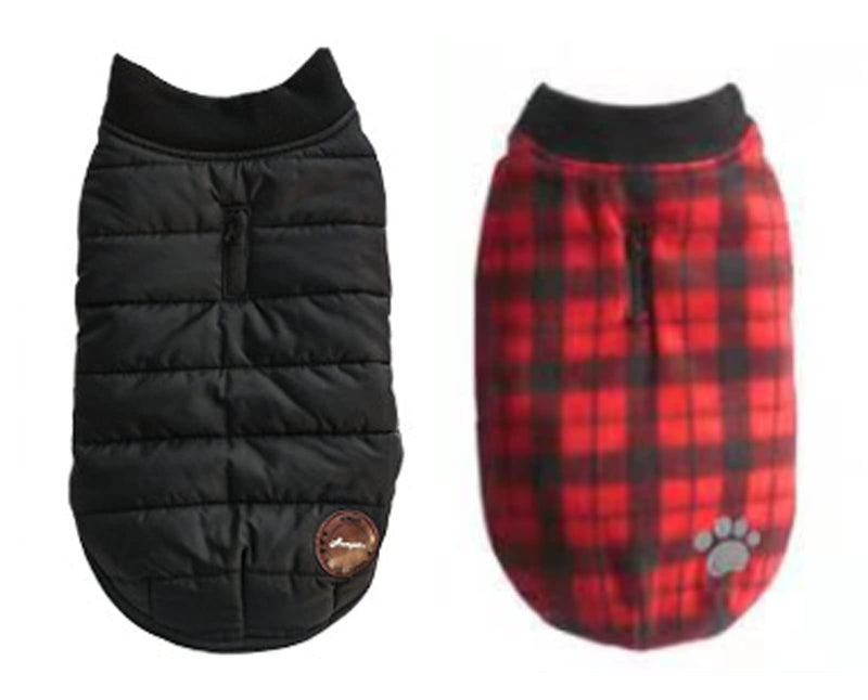 Geyecete Cold Weather Dog Coats Winter small, medium and large dog clothes pet double-sided wear warm cotton heat thickening Dog Puppy Clothes Vest -Black-XS XS Black(double side) - PawsPlanet Australia