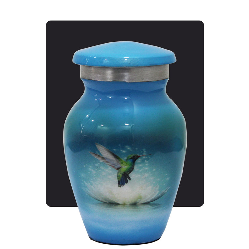 Blue Urn Keepsake - Hummingbird Urn for Human Ashes with Premium Box & Bag - Small Cremation Urn for Ashes - Honour Your Loved One with Memorial Urn Blue - Perfect Mini Urn for Adults & Infants - PawsPlanet Australia