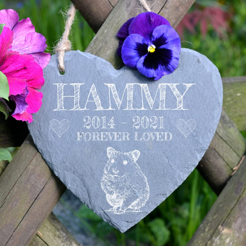 ukgiftstoreonline Personalised Hamster Remembrance Memorial Slate Heart Stone Plaque - PawsPlanet Australia